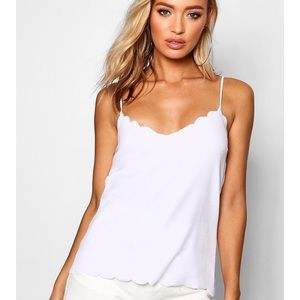 NWT White Scalloped Tank Top Camisole